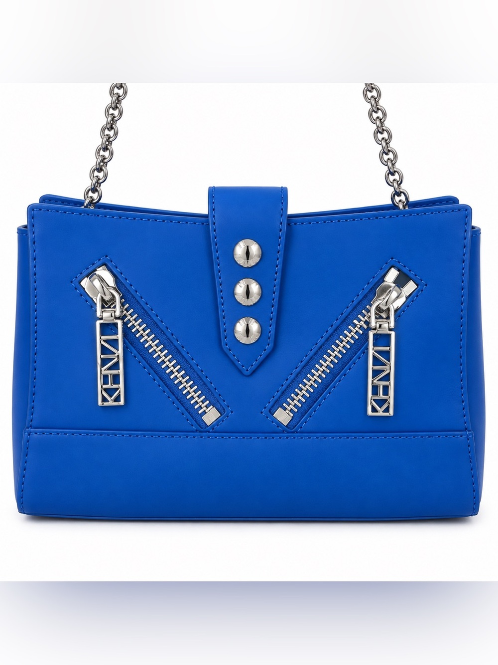 KENZO PARIS NWOT blue leather bag with silver accents